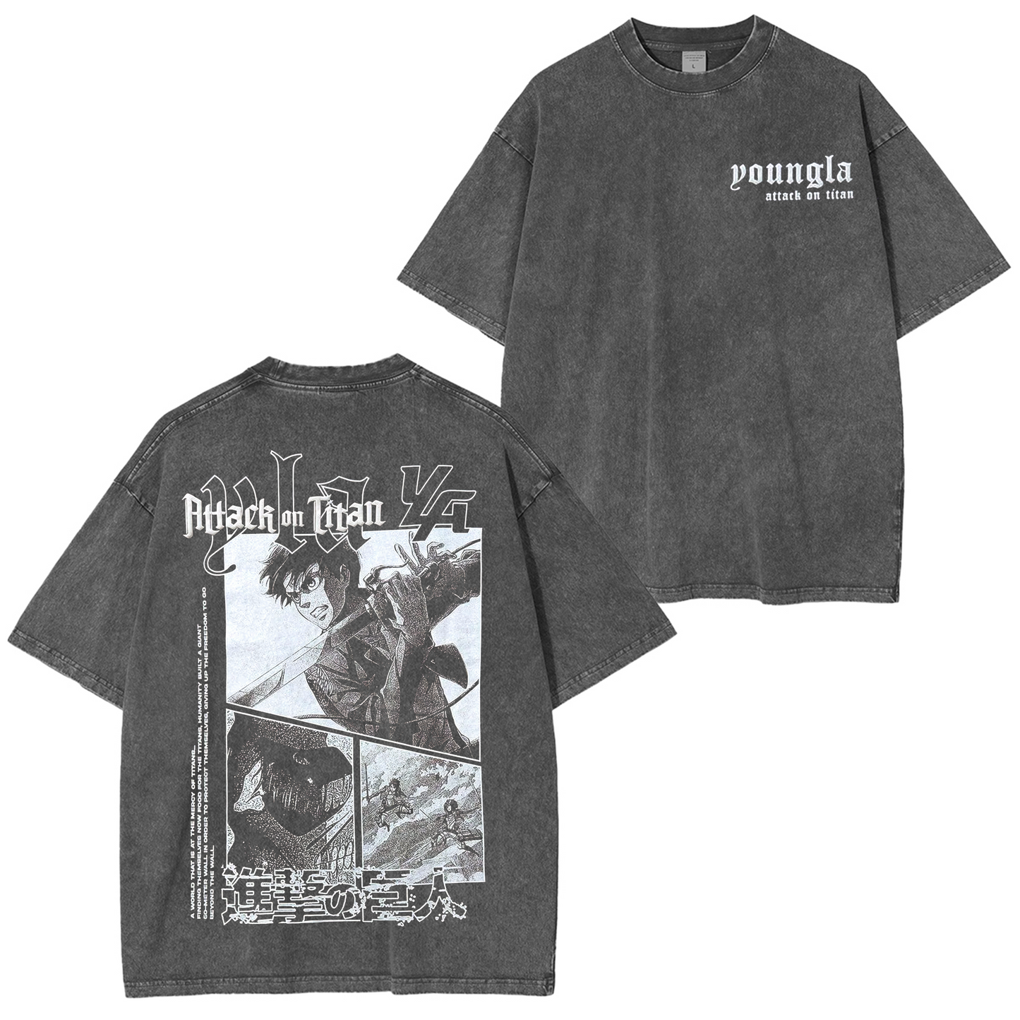 Eren Yeager,Attack on Titan Oversized Anime Washed T-shirt/Crewneck/Hoodie