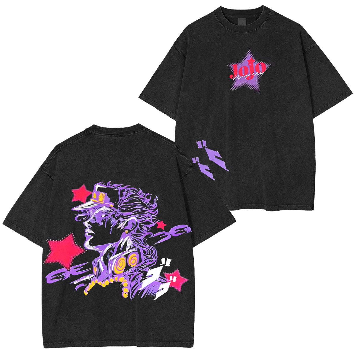 Joestar JoJo’s Bizarre Adventure Double Printed Vintage Oversized Washed T-Shirt/Crewneck/Hoodie
