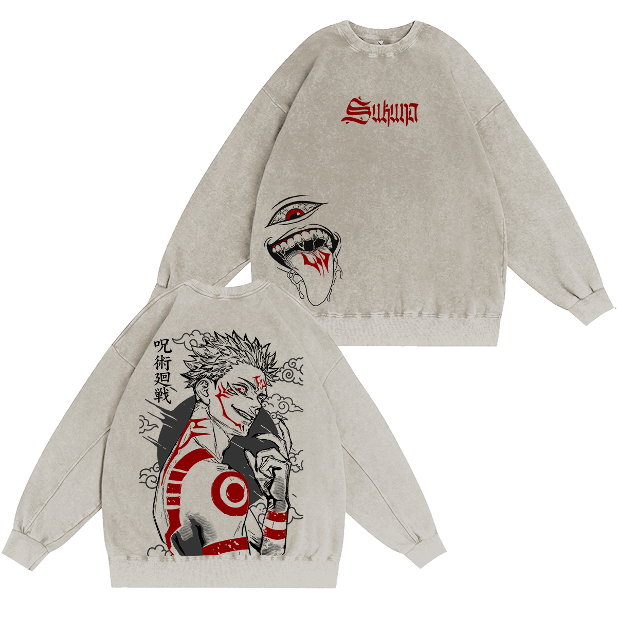 Jujutsu Kaisen Sukuna Washed T-shirt/Crewneck/Hoodie