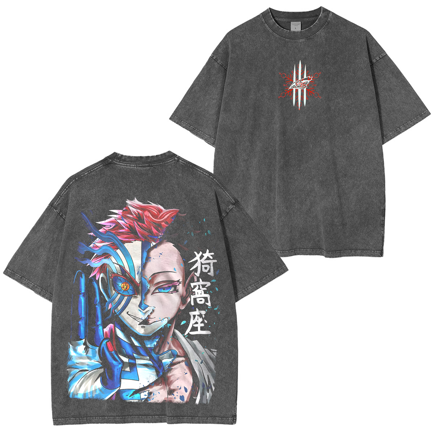 Limited Akaza ,DEMON SLAYER Washed T-shirt/Crewneck/Hoodie