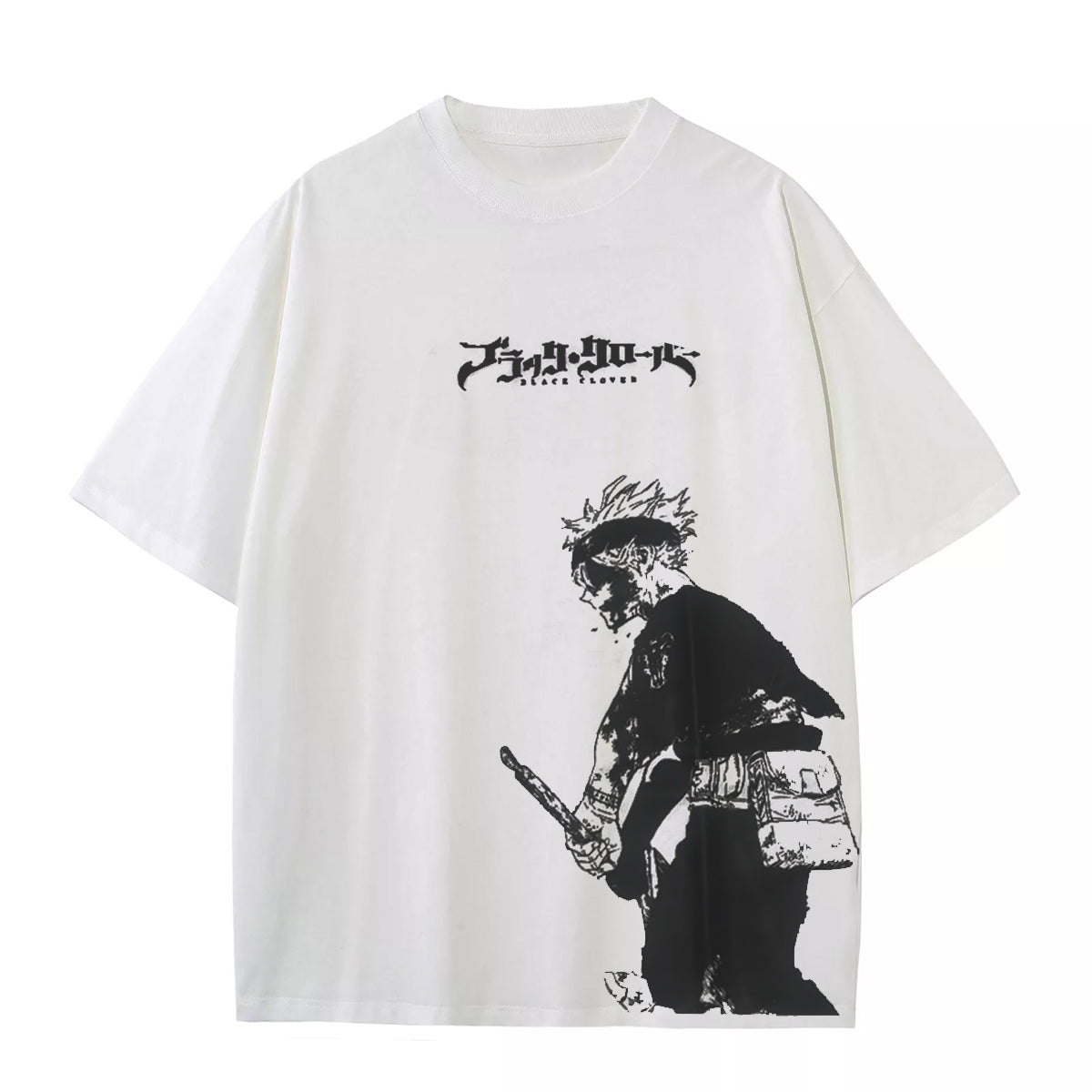 Asta x Black Bulls Black Clover Anime Double Printed Polera Lavada Vintage Unisex