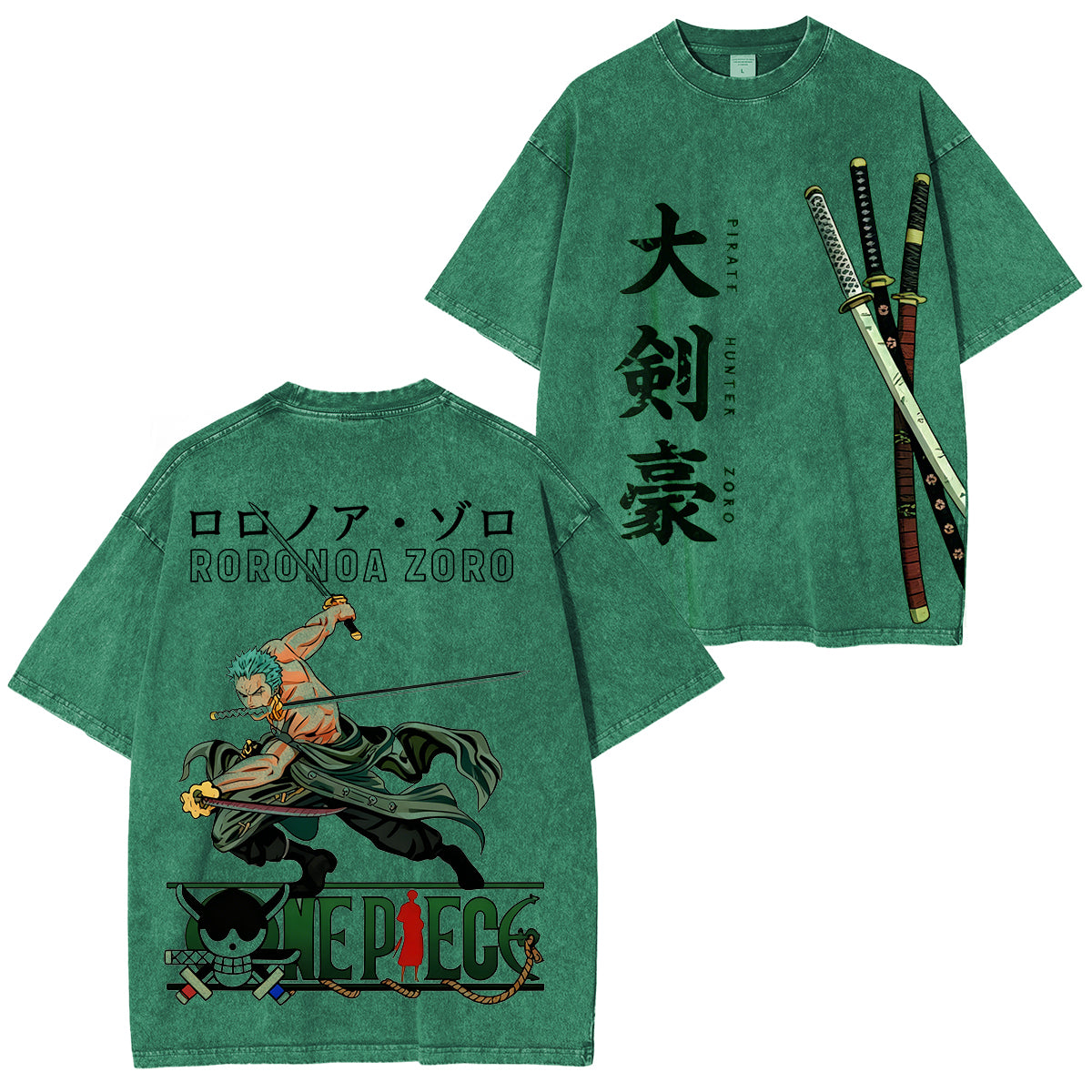 One Piece: Pirate Hunter Zoro Green Vintage washed T-shirt/Crewneck/Hoodie