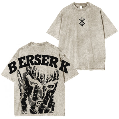 Berserk Guts Black Swordsman Polera Lavada Vintage