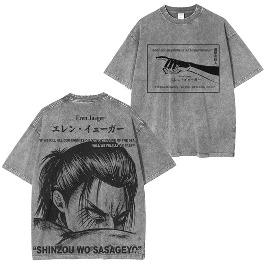 Attack on Titan:Erenjaeger Washed T-shirt