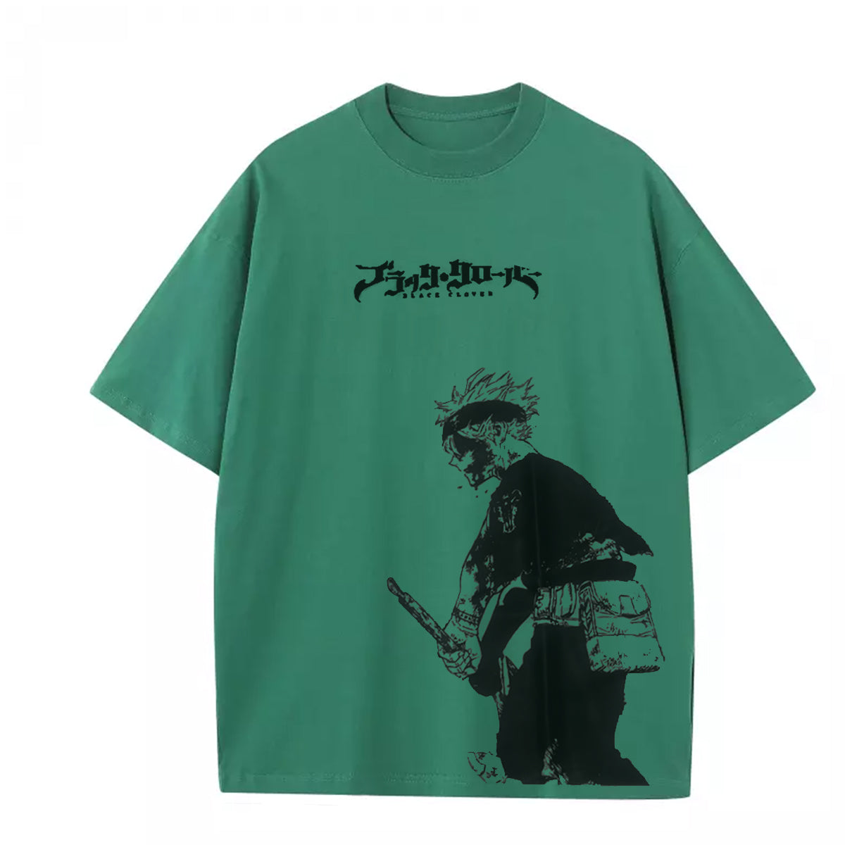 Asta x Black Bulls Black Clover Anime Double Printed Polera Lavada Vintage Unisex