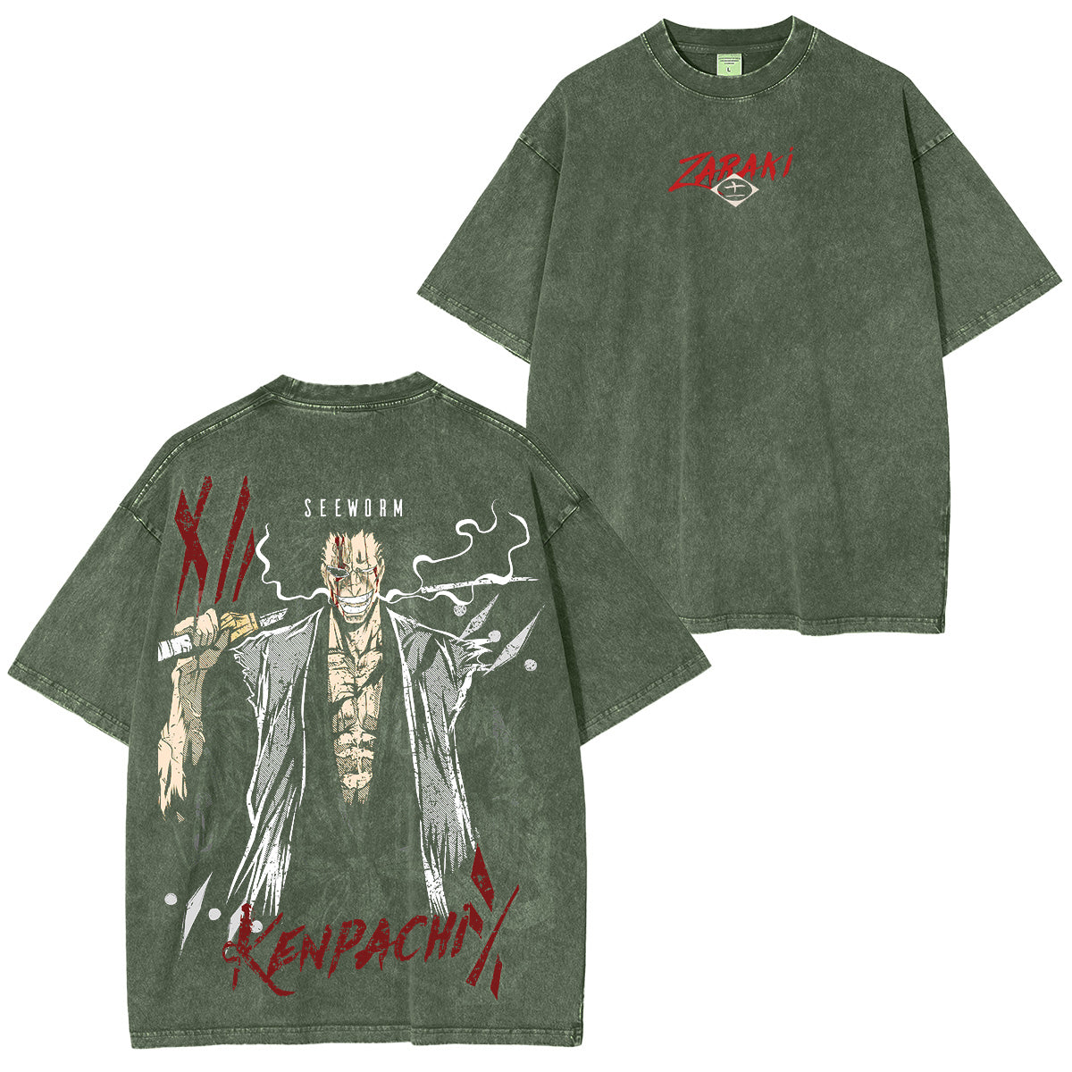BLEACH: Kenpachi Zaraki Inspired Anime Vintage washed T-shirt/Crewneck/Hoodie
