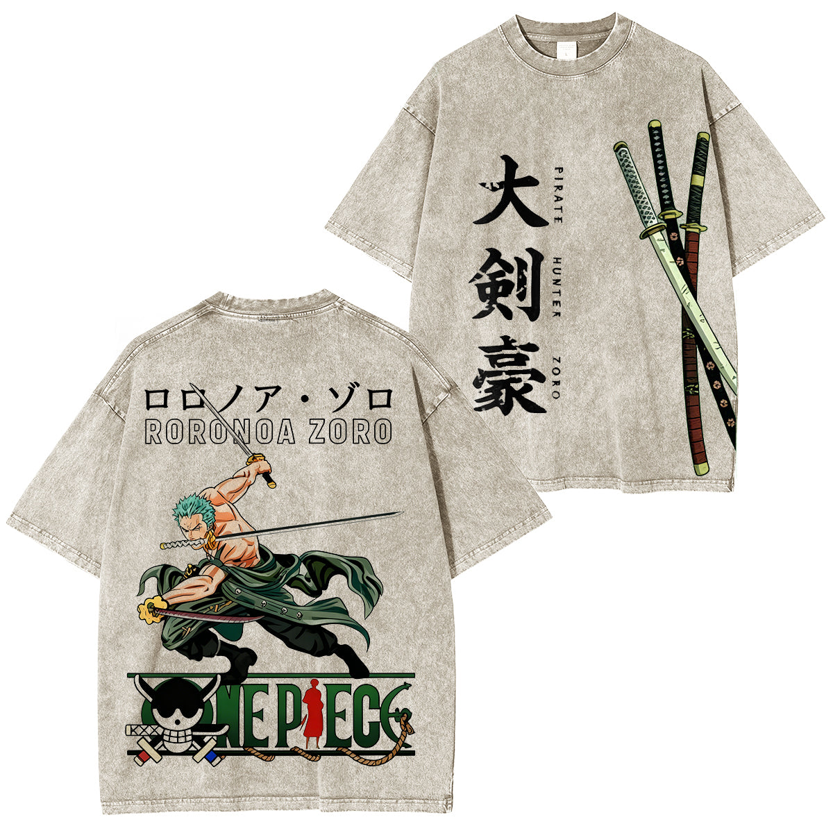 One Piece: Pirate Hunter Zoro Green Vintage washed T-shirt/Crewneck/Hoodie