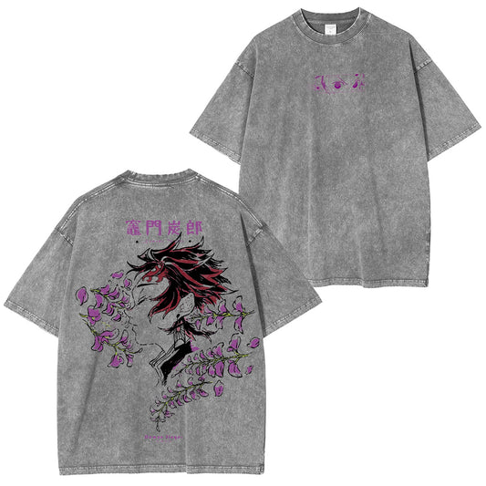 Demon Slayer:Kamado Tanjiro Vintage washed T-shirt/Crewneck/Hoodie