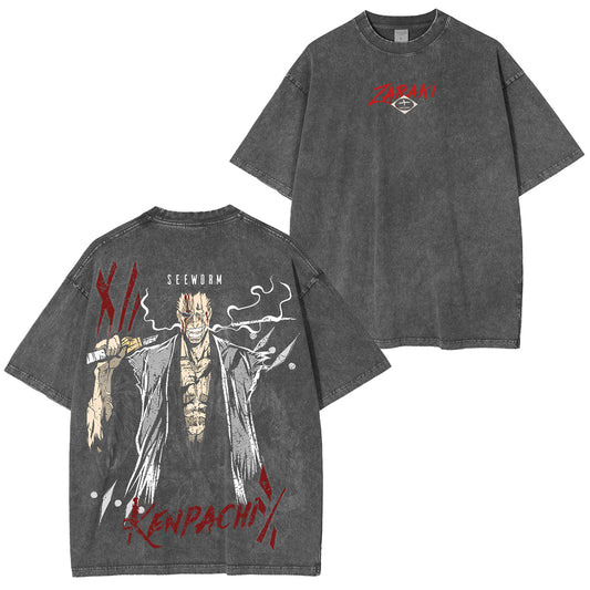BLEACH: Kenpachi Zaraki Inspired Anime Vintage washed T-shirt/Crewneck/Hoodie