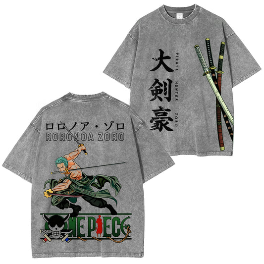 One Piece: Pirate Hunter Zoro Green Vintage washed T-shirt/Crewneck/Hoodie