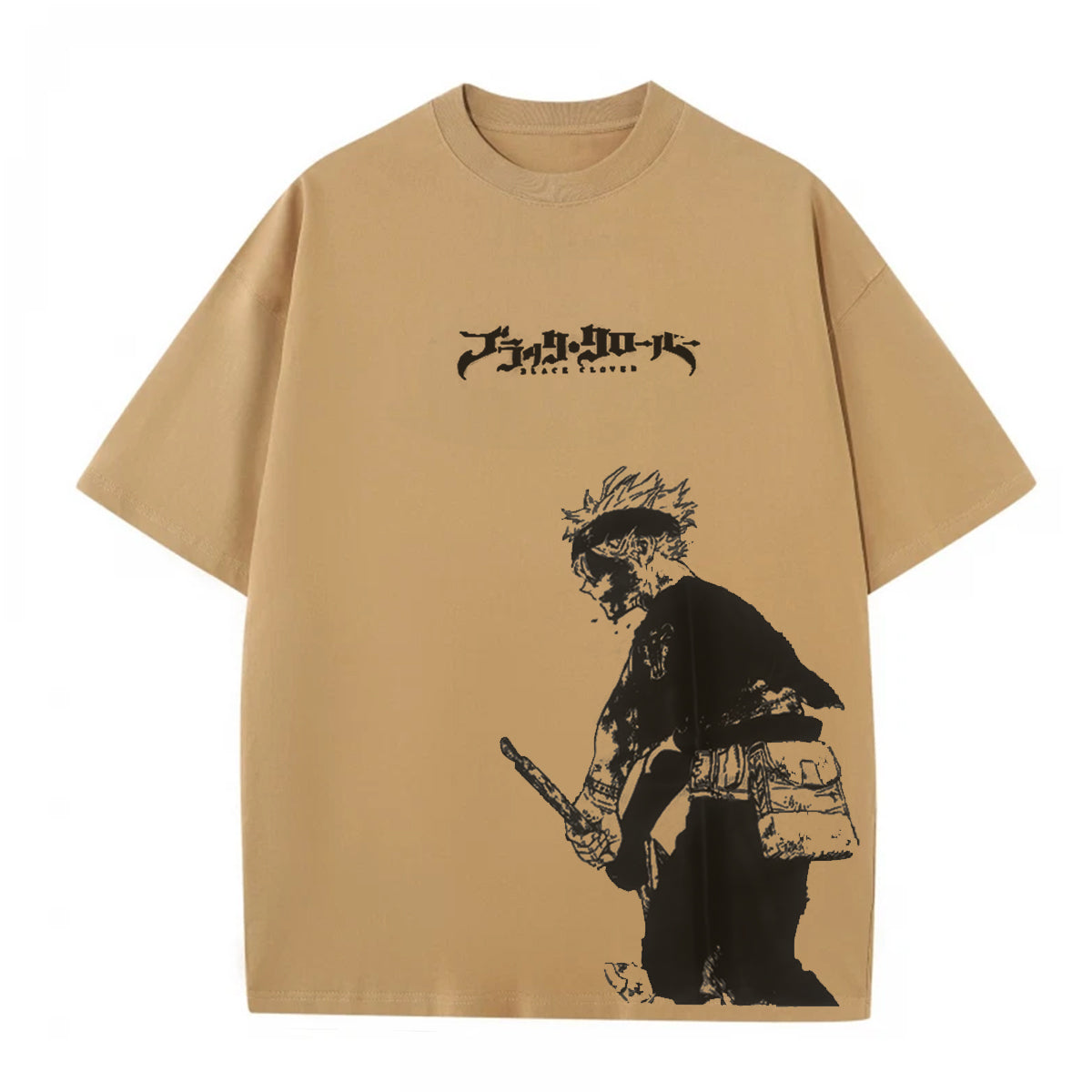 Asta x Black Bulls Black Clover Anime Double Printed Polera Lavada Vintage Unisex
