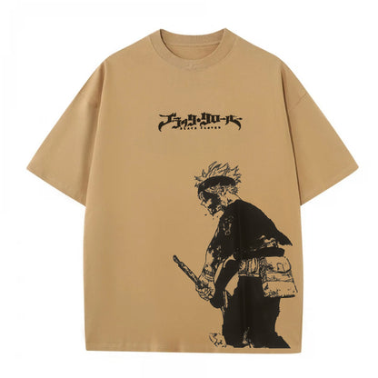 Asta x Black Bulls Black Clover Anime Double Printed Polera Lavada Vintage Unisex