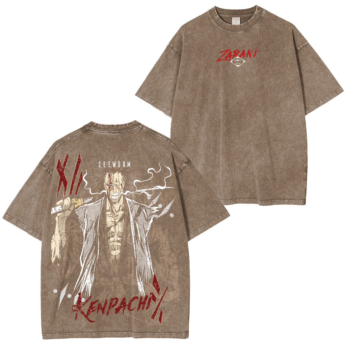 BLEACH: Kenpachi Zaraki Inspired Anime Vintage washed T-shirt/Crewneck/Hoodie