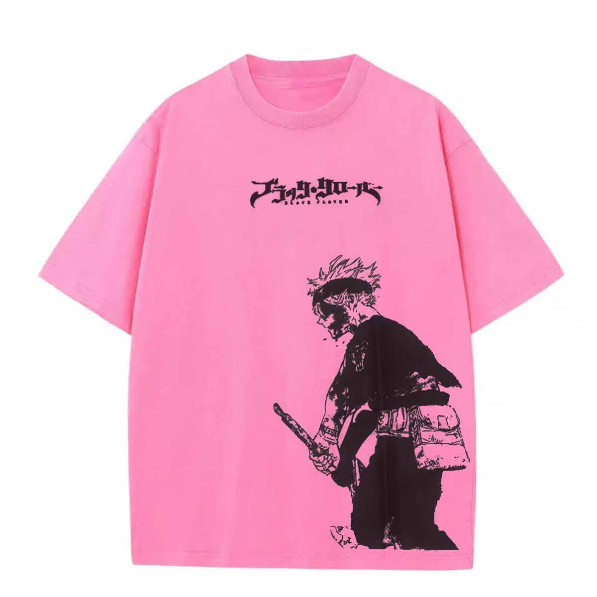 Asta x Black Bulls Black Clover Anime Double Printed Polera Lavada Vintage Unisex