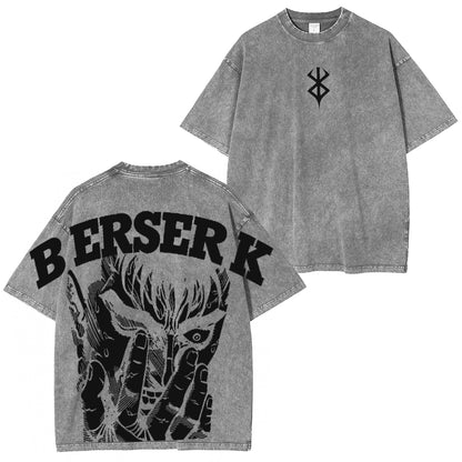 Berserk Guts Black Swordsman Polera Lavada Vintage