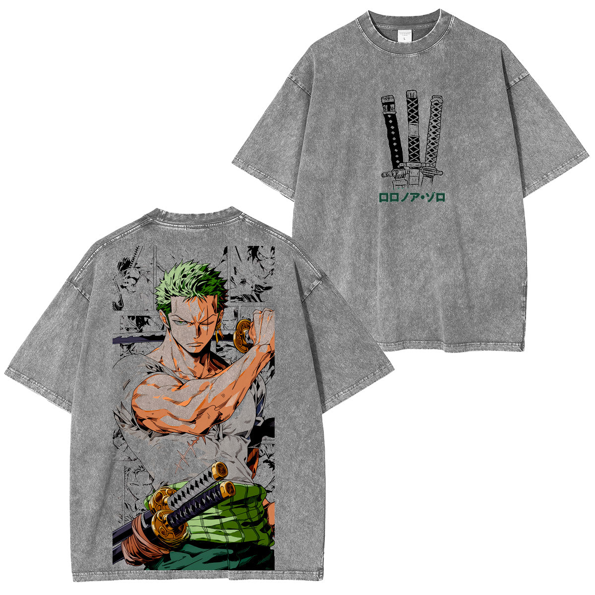 One Piece Roronoa Zoro Polera Lavada Vintage
