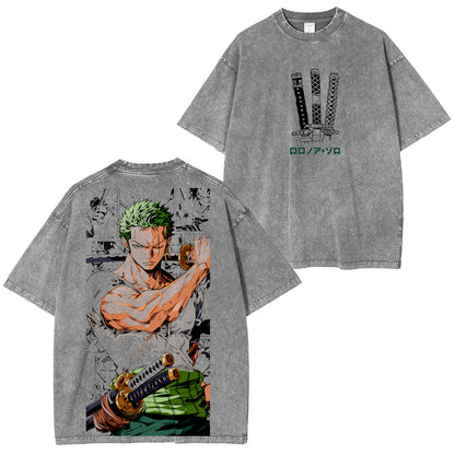 One Piece Roronoa Zoro Polera Lavada Vintage