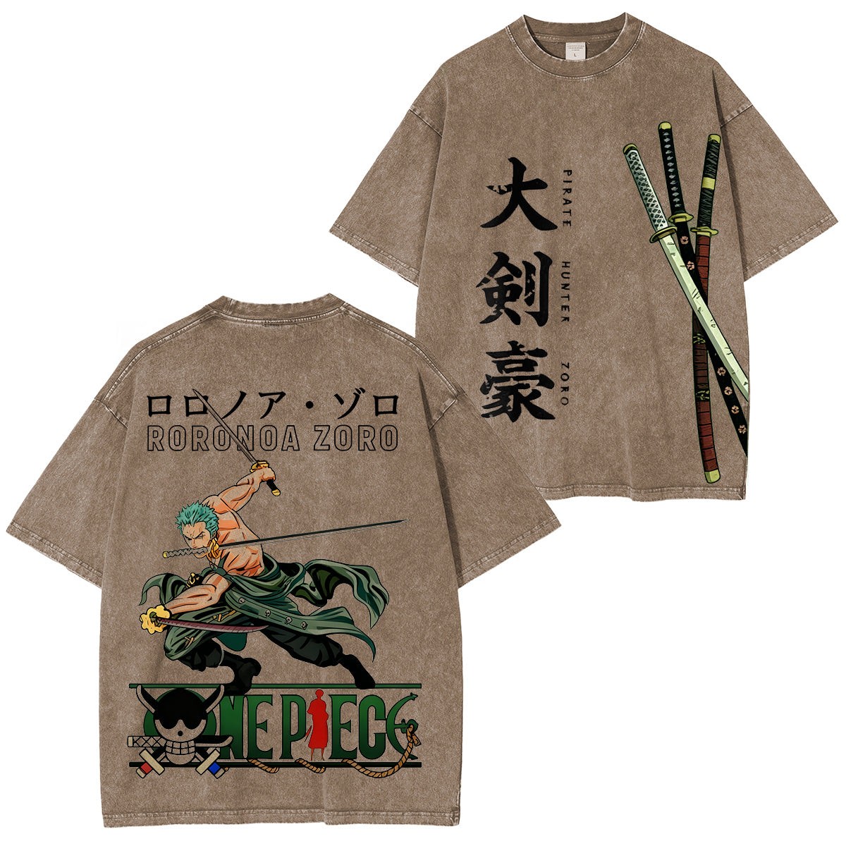 One Piece: Pirate Hunter Zoro Green Vintage washed T-shirt/Crewneck/Hoodie