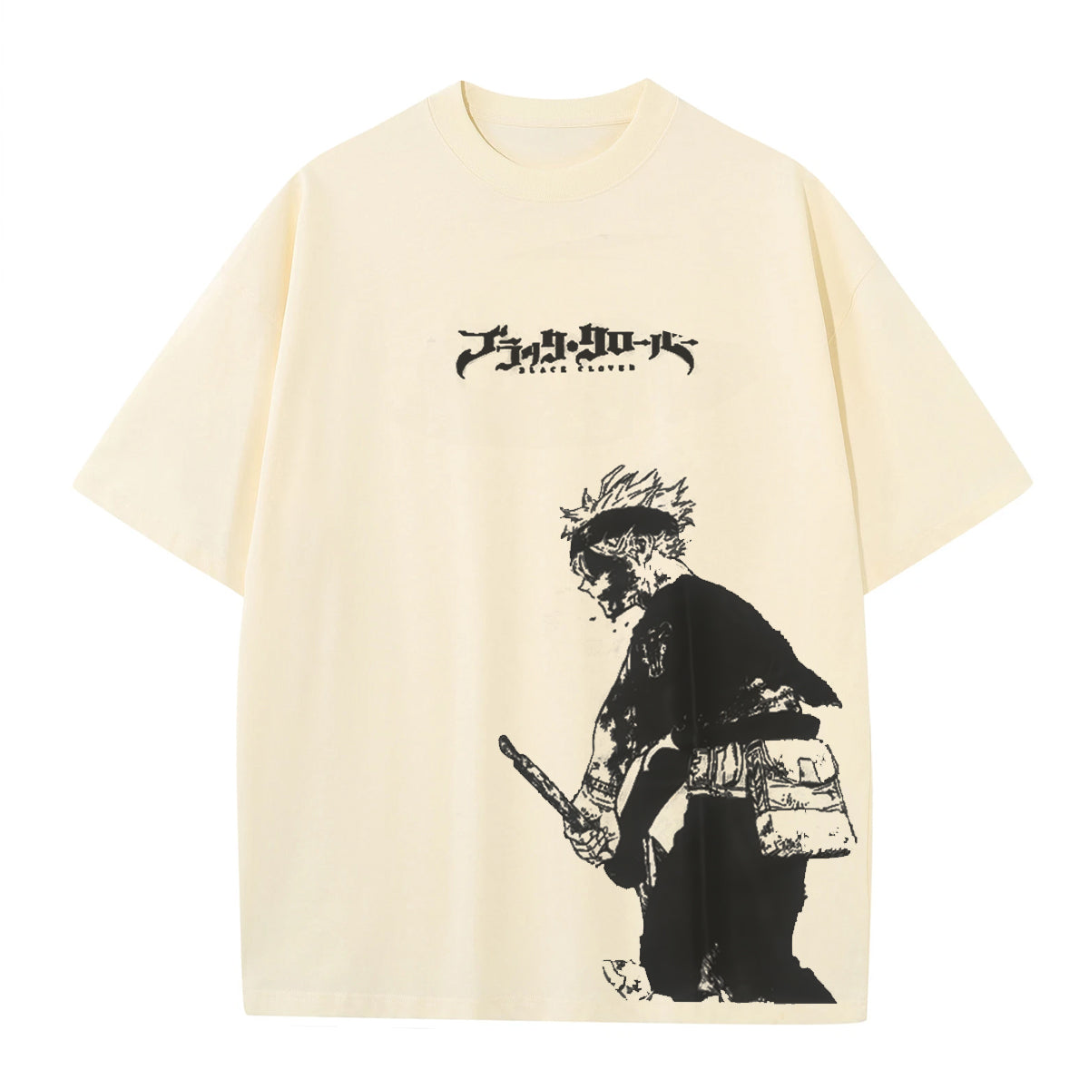 Asta x Black Bulls Black Clover Anime Double Printed Polera Lavada Vintage Unisex