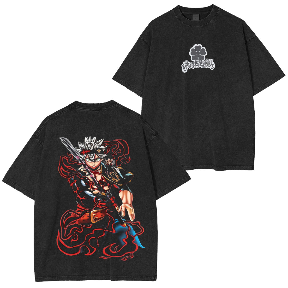 Black Clover's Asta Polera Lavada Vintage