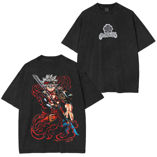 Black Clover's Asta Polera Lavada Vintage