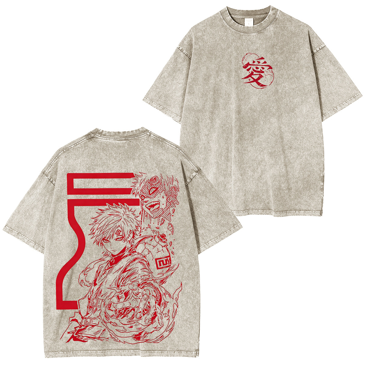 Naruto Gaara Vintage Polera Unisex Lavada