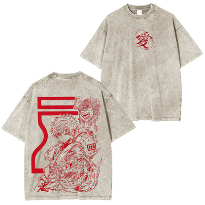 Naruto Gaara Vintage Polera Unisex Lavada