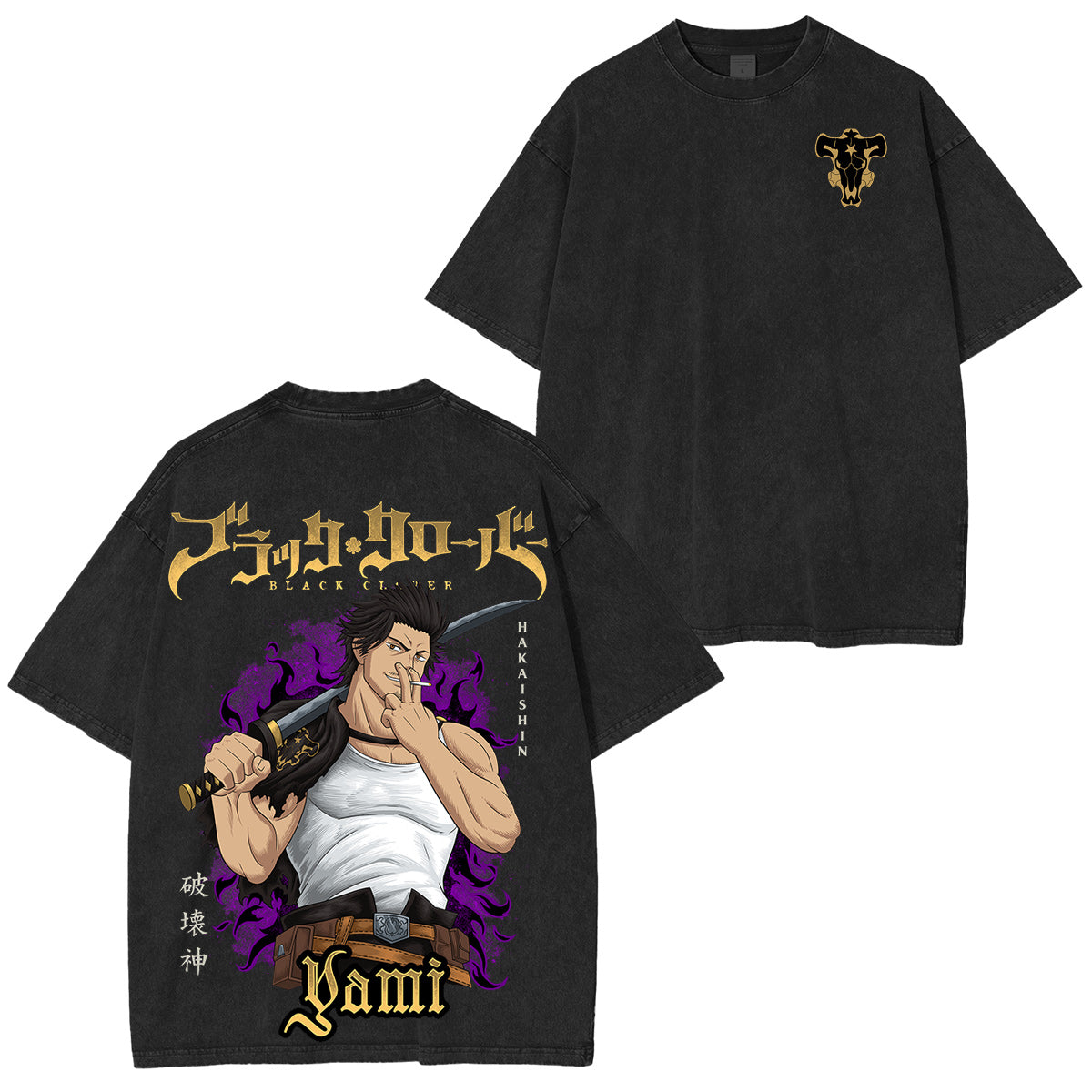 YAMI BLACK CLOVER Vintage washed T-shirt/Crewneck/Hoodie