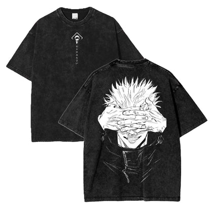 Jujutsu Kaisen Anime Acid Washed Polera Oversize
