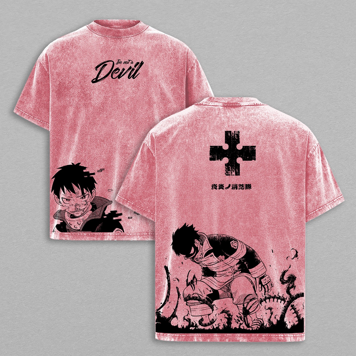 Fire Force Washed T-shirt/Crewnec