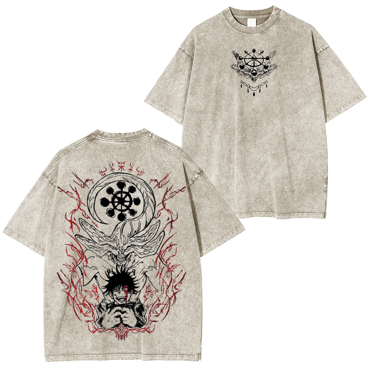 Jujutsu Kaisen Mahoraga Anime Unisex Washed T-Shirt/HOODIE