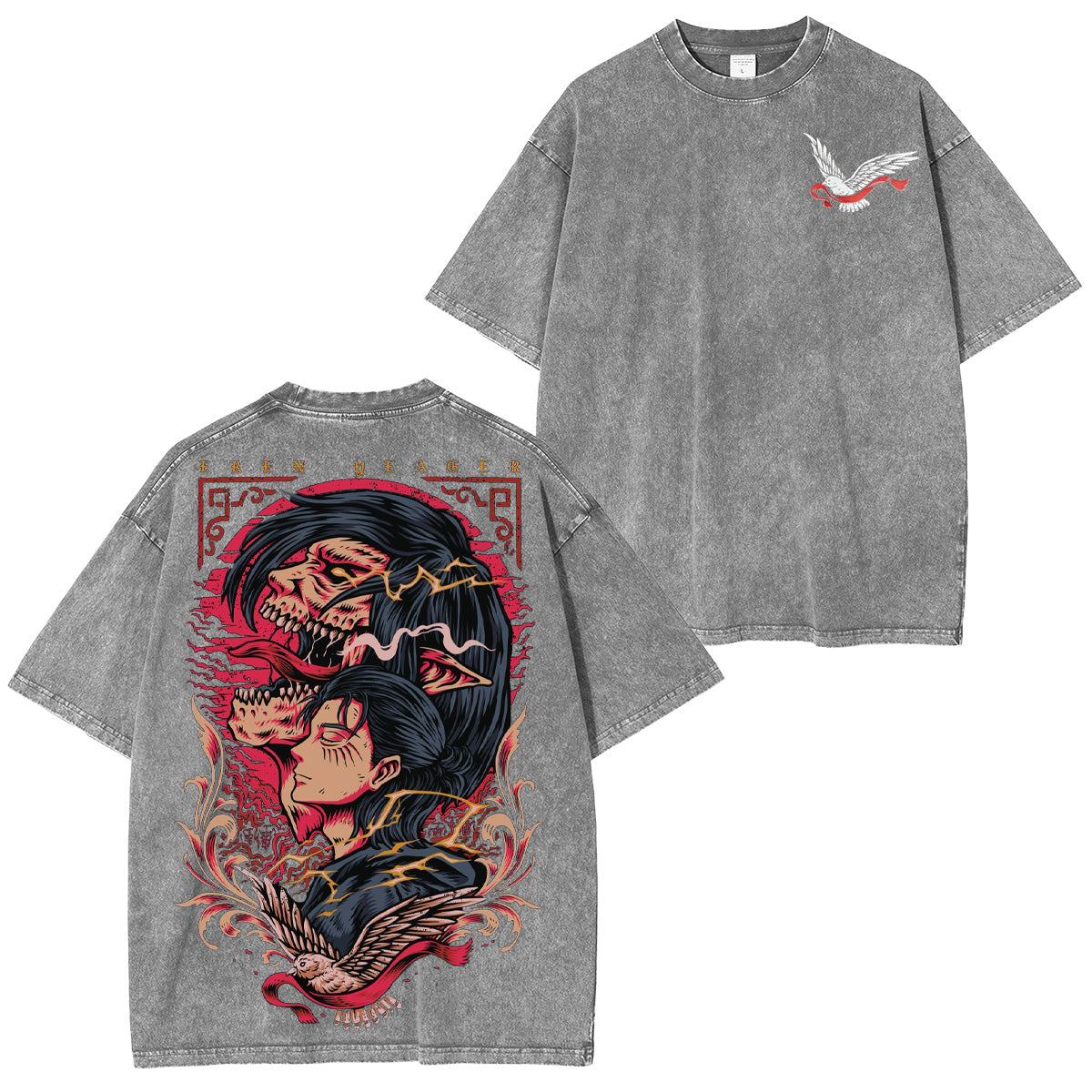 Eren Yeager Attack on Titan Anime Washed T-shirt/Crewneck/Hoodie