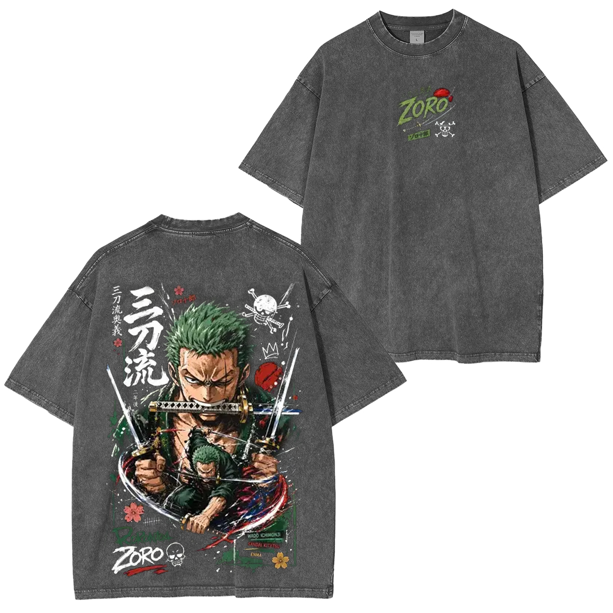 Zoro One Piece Anime Polera Lavada