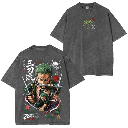 Zoro One Piece Anime Polera Lavada