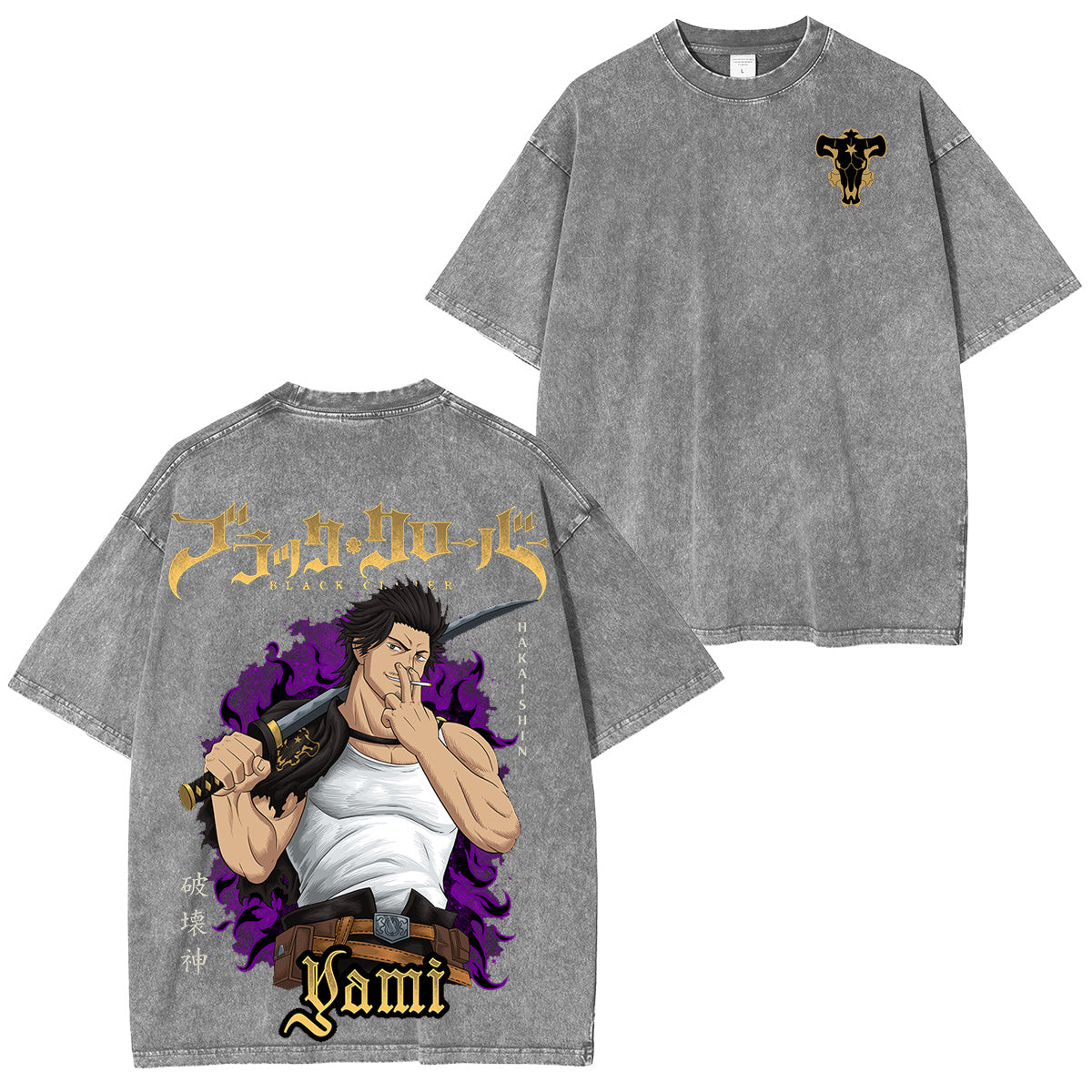 YAMI BLACK CLOVER Vintage washed T-shirt/Crewneck/Hoodie