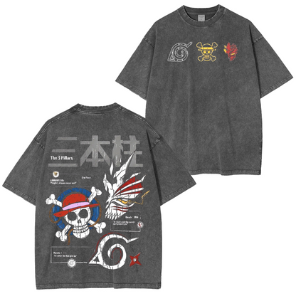 Bleach,One piece, Naruto AnimeWashed Polera