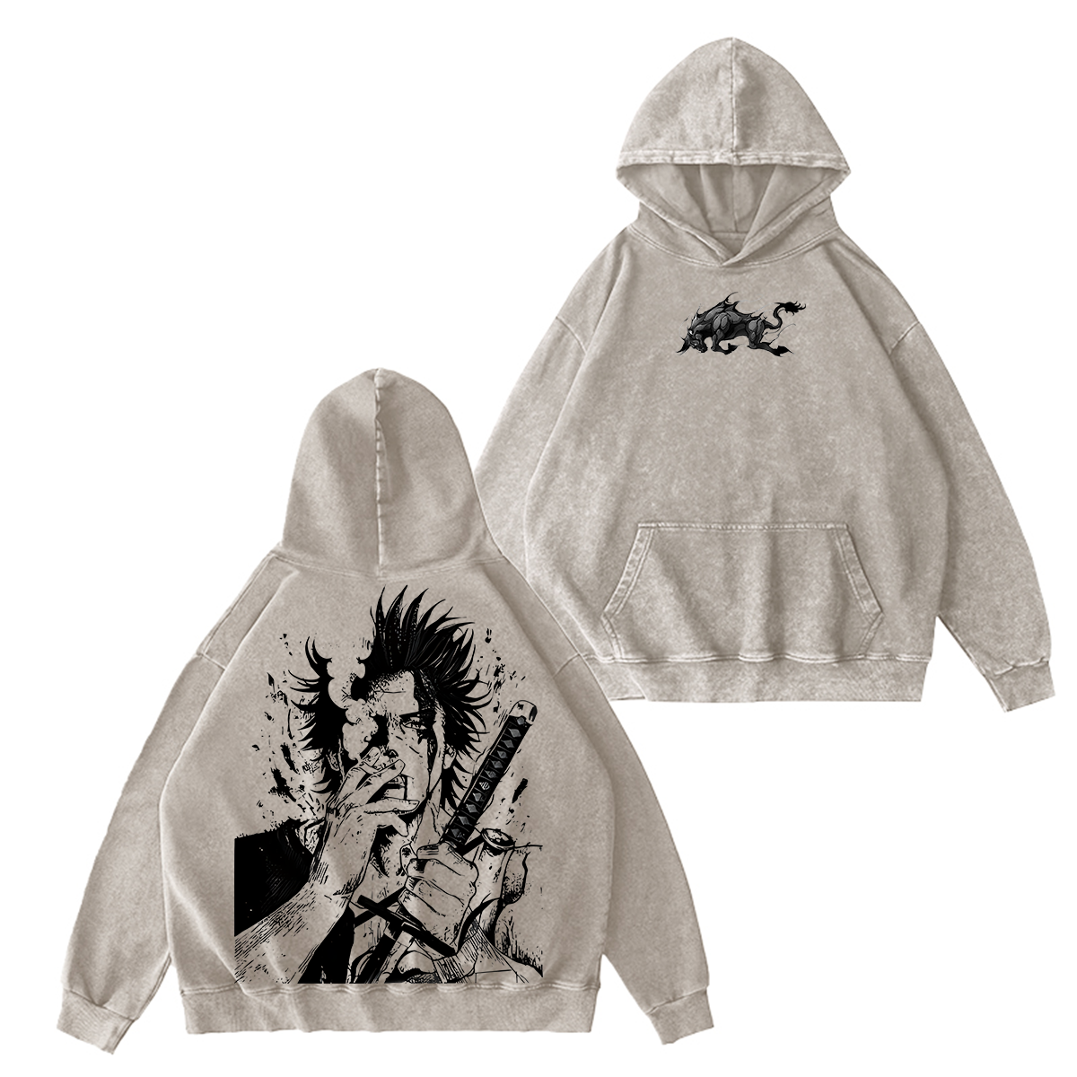 Yami Sukehiro x Black Bulls Black Clover Anime Double Printed Vintage Unisex Hooded Sweatshirt