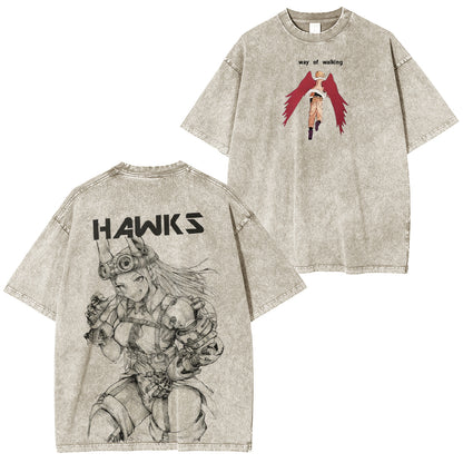 Mirko x Hawks My Hero Academia Polera Lavada Vintage