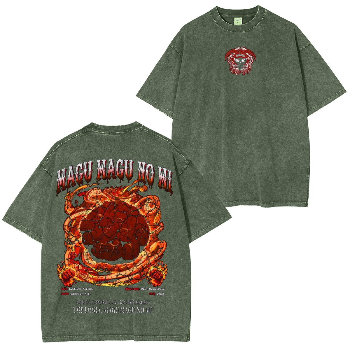Magu Magu no Mi One Piece Vintage Washed T-shirt/Crewneck/Hoodie