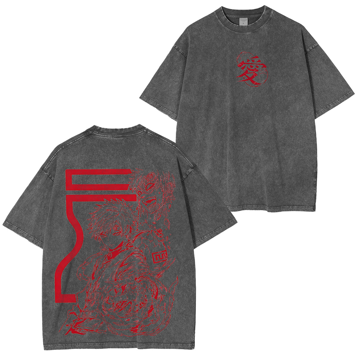 Naruto Gaara Vintage Polera Unisex Lavada