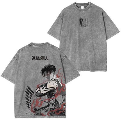 Levi Ackerman Vintage Washed Unisex Polera