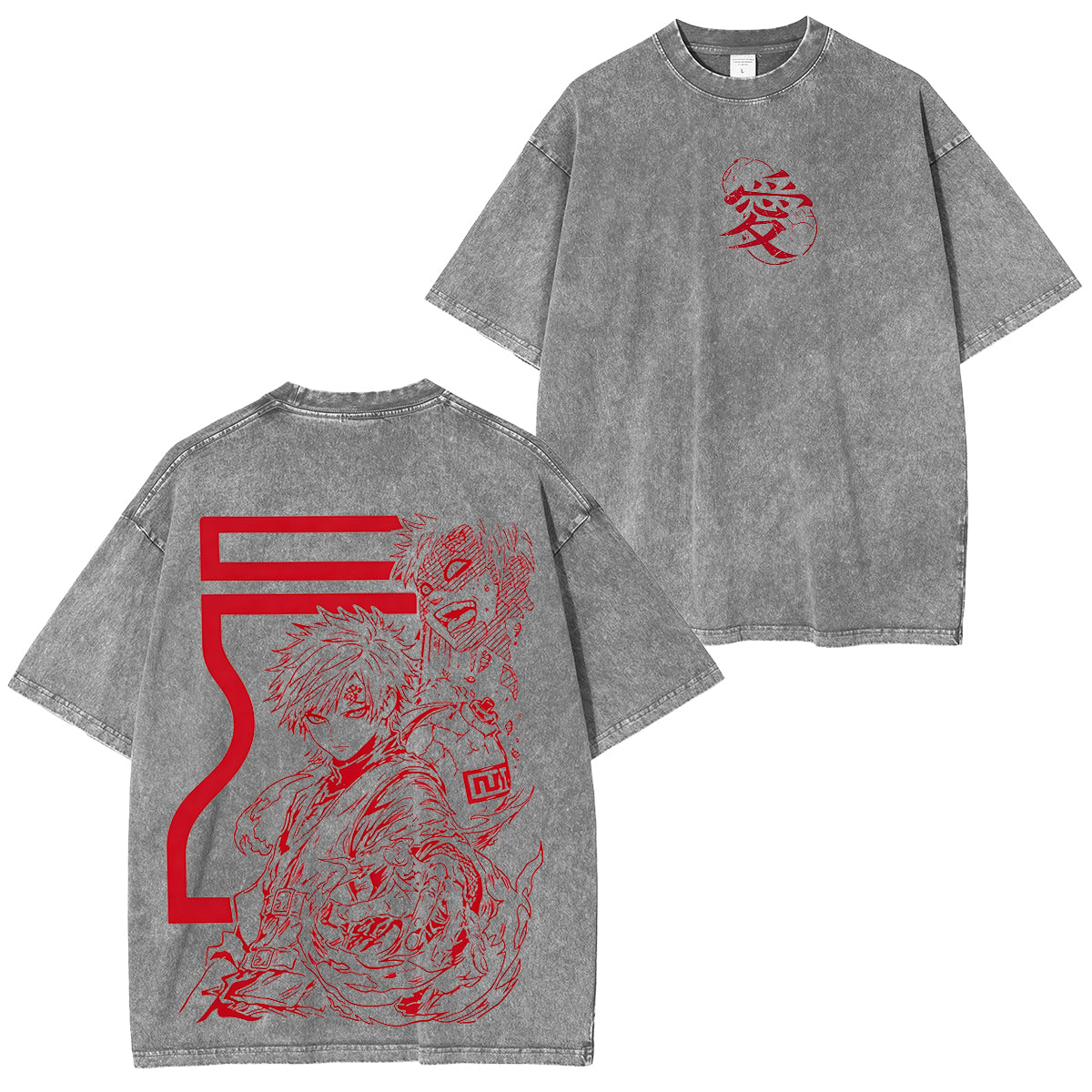 Naruto Gaara Vintage Polera Unisex Lavada
