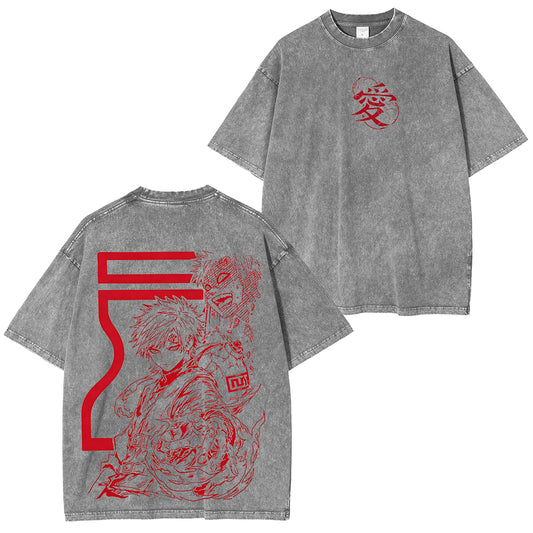Naruto Gaara Vintage Polera Unisex Lavada