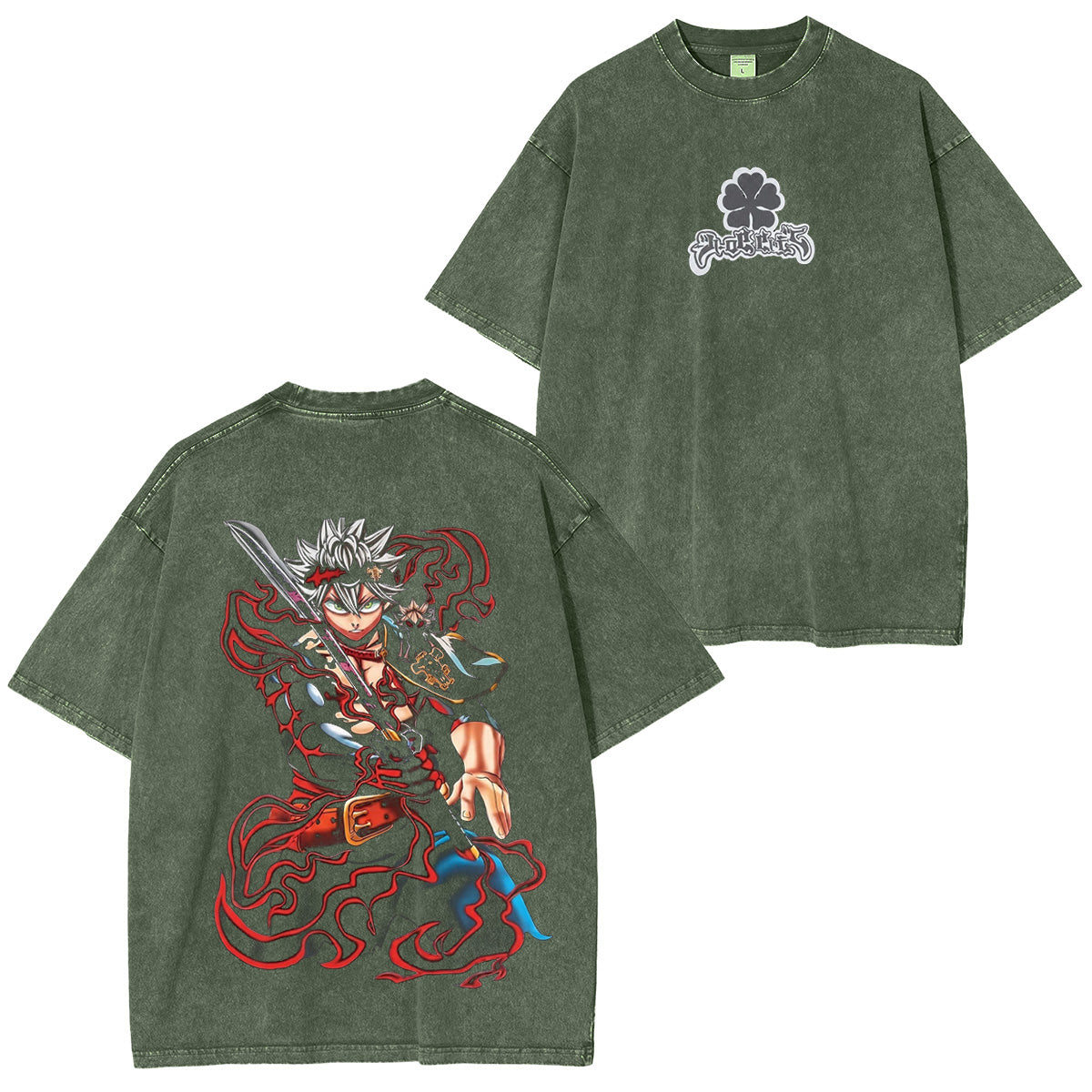 Black Clover's Asta Polera Lavada Vintage
