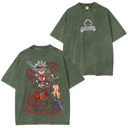 Black Clover's Asta Polera Lavada Vintage