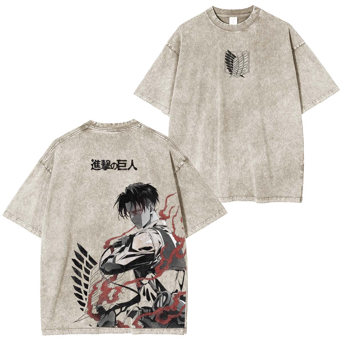 Levi Ackerman Vintage Washed Unisex Polera