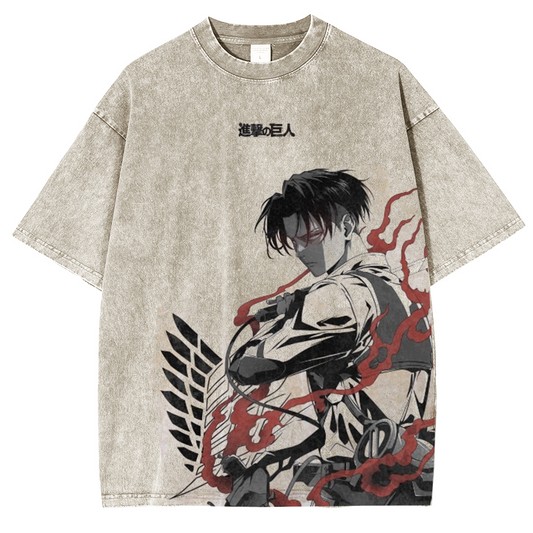 Attack on Titan Levi Ackerman Vintage Washed Unisex Polera