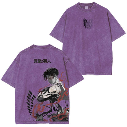 Levi Ackerman Vintage Washed Unisex Polera
