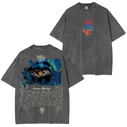 [Shibuya] Akaza Vs Tanjiro in infinity castle Demons Slayer Anime Polera Unisex Lavada