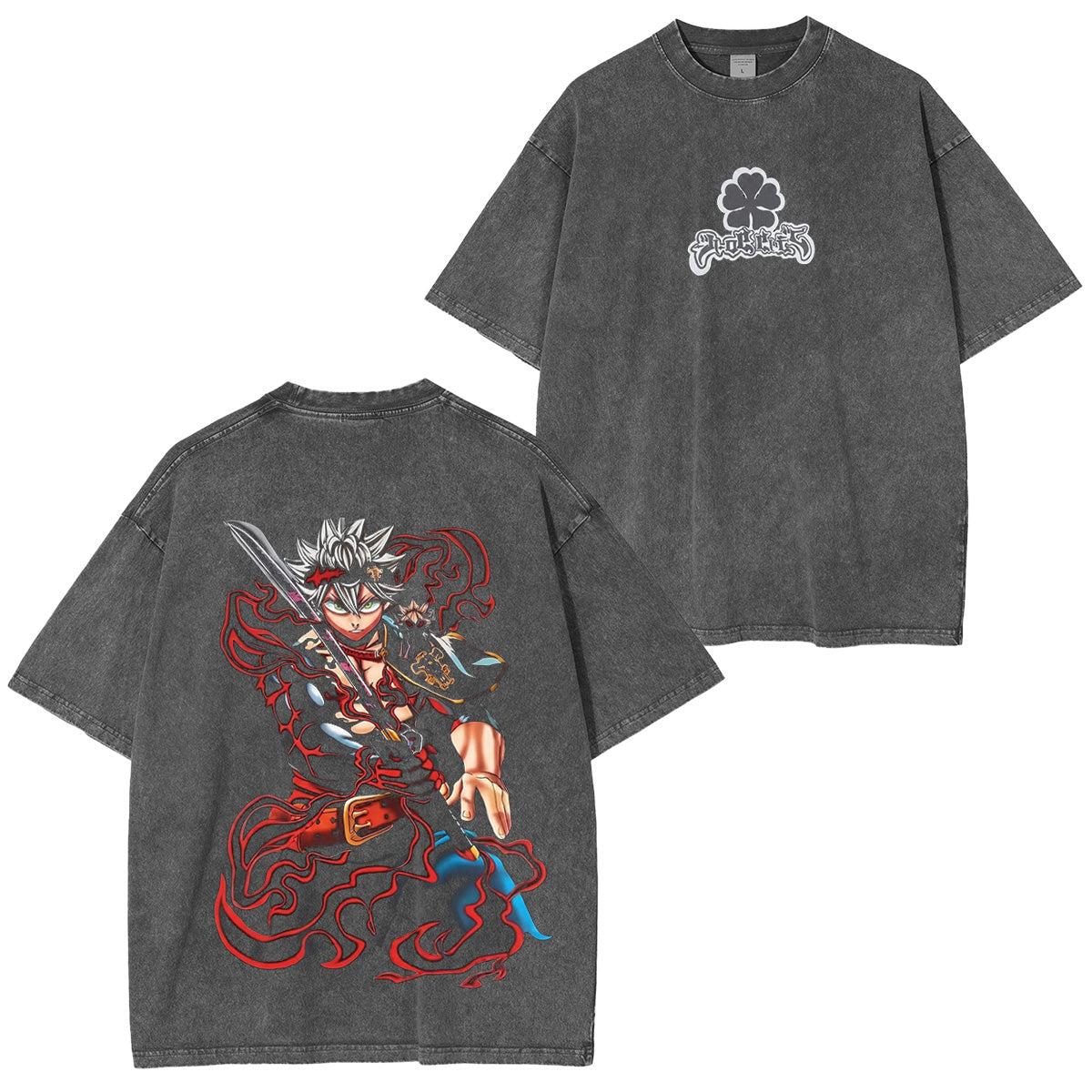 Black Clover's Asta Polera Lavada Vintage
